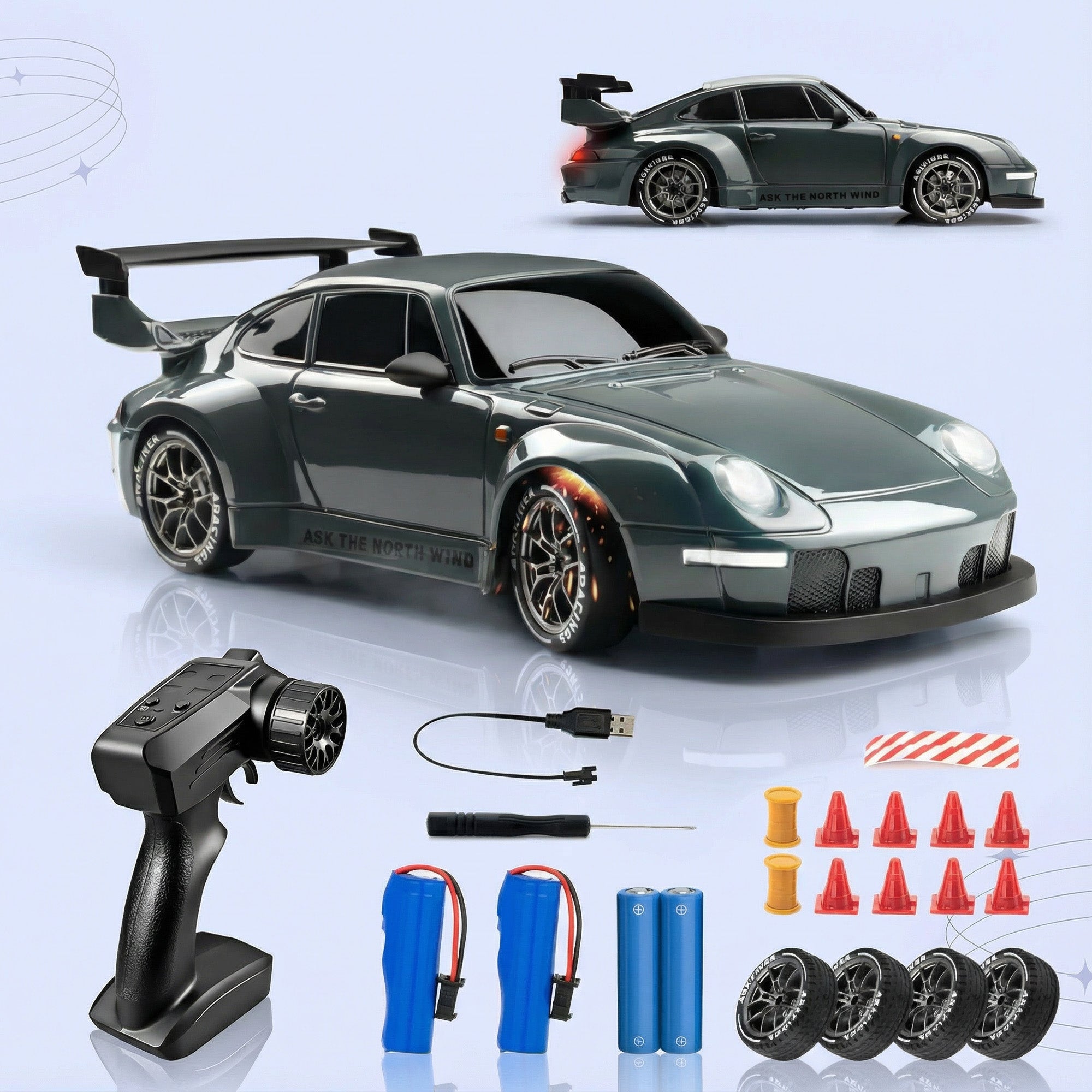 RC Drift Car – LED Lights, High-Speed 4WD & Drift Tires