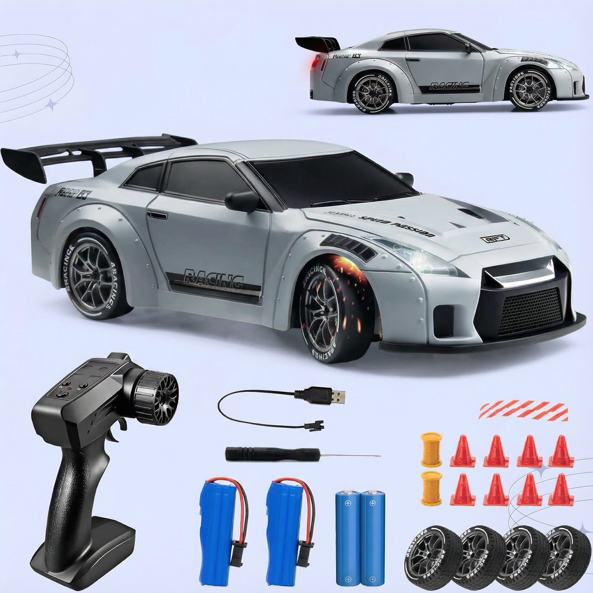 RC Drift Car – LED Lights, High-Speed 4WD & Drift Tires