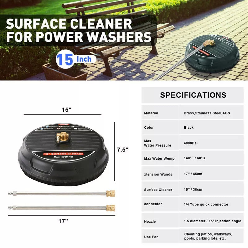 15 Inch Surface Cleaner Pressure Washer - Easy Instant Setup